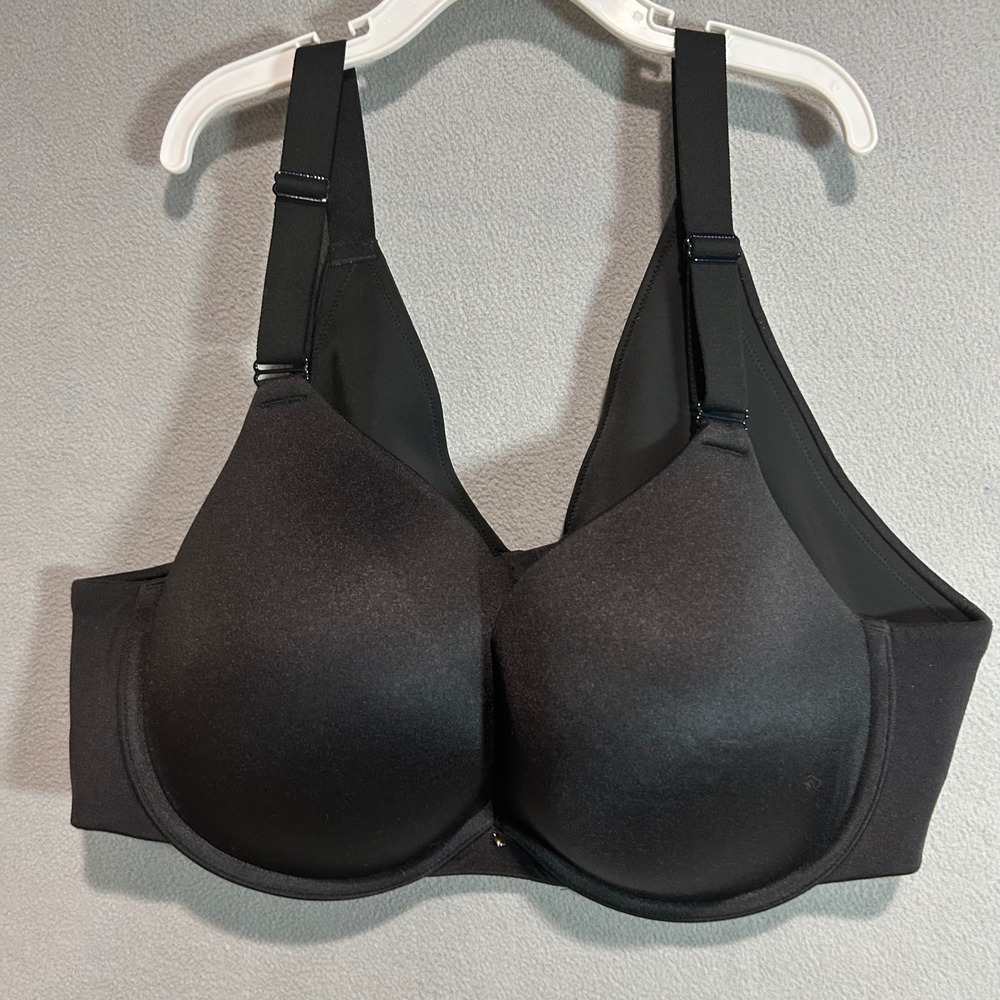 Cacique Bra Women 42C Black Boost Plunge Underwire Padded Smooth Plus Size